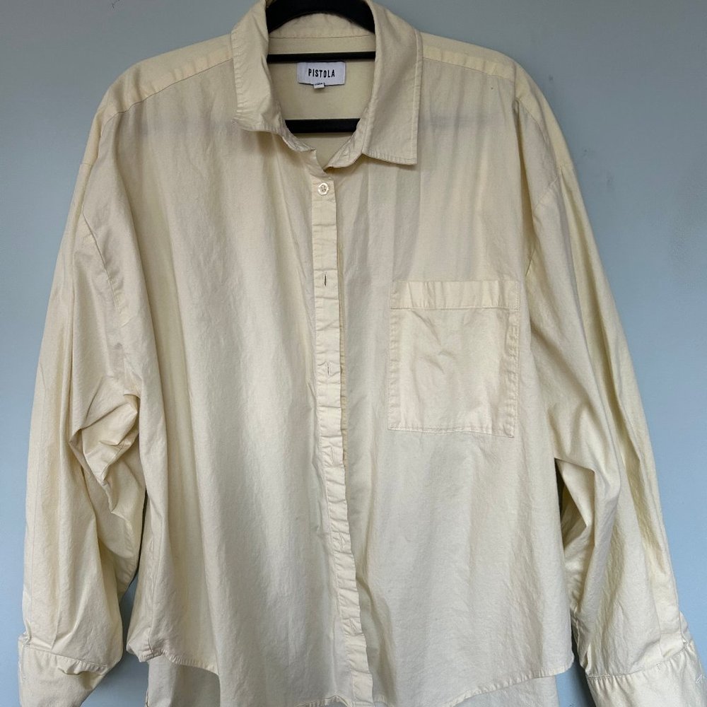 Oversized yellow Button down Cotton Blouse